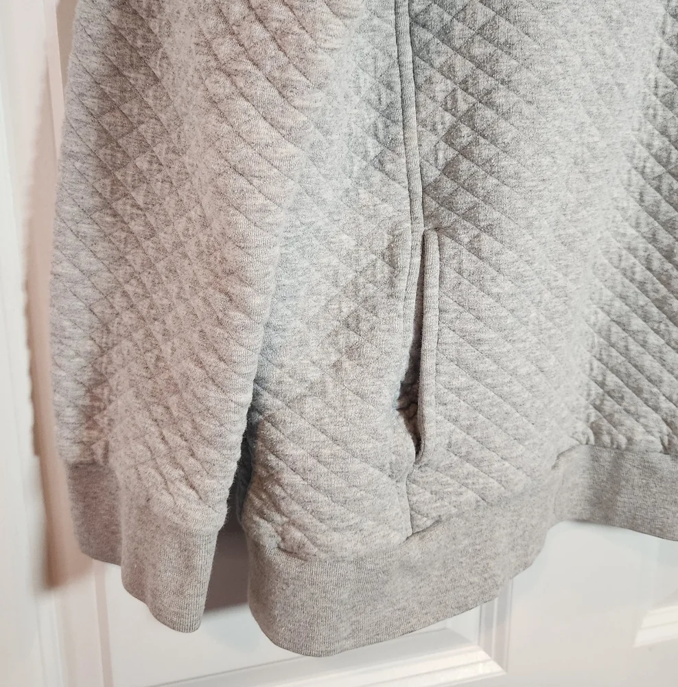 Outpost Makers Men's Gray Quilted Quarter Zip Sweatshirt Pockets